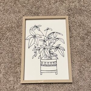 Framed Line Art Plant Drawing